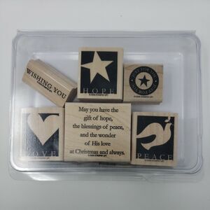Stampin Up WISHING YOU Set of 6 Wood Rubber Stamps 2006 Stamping Up Peace Love